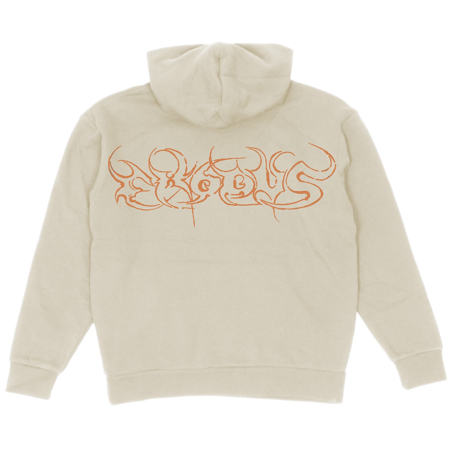 Natural Script Exodus Hoodie With Oversized Orange Back Print