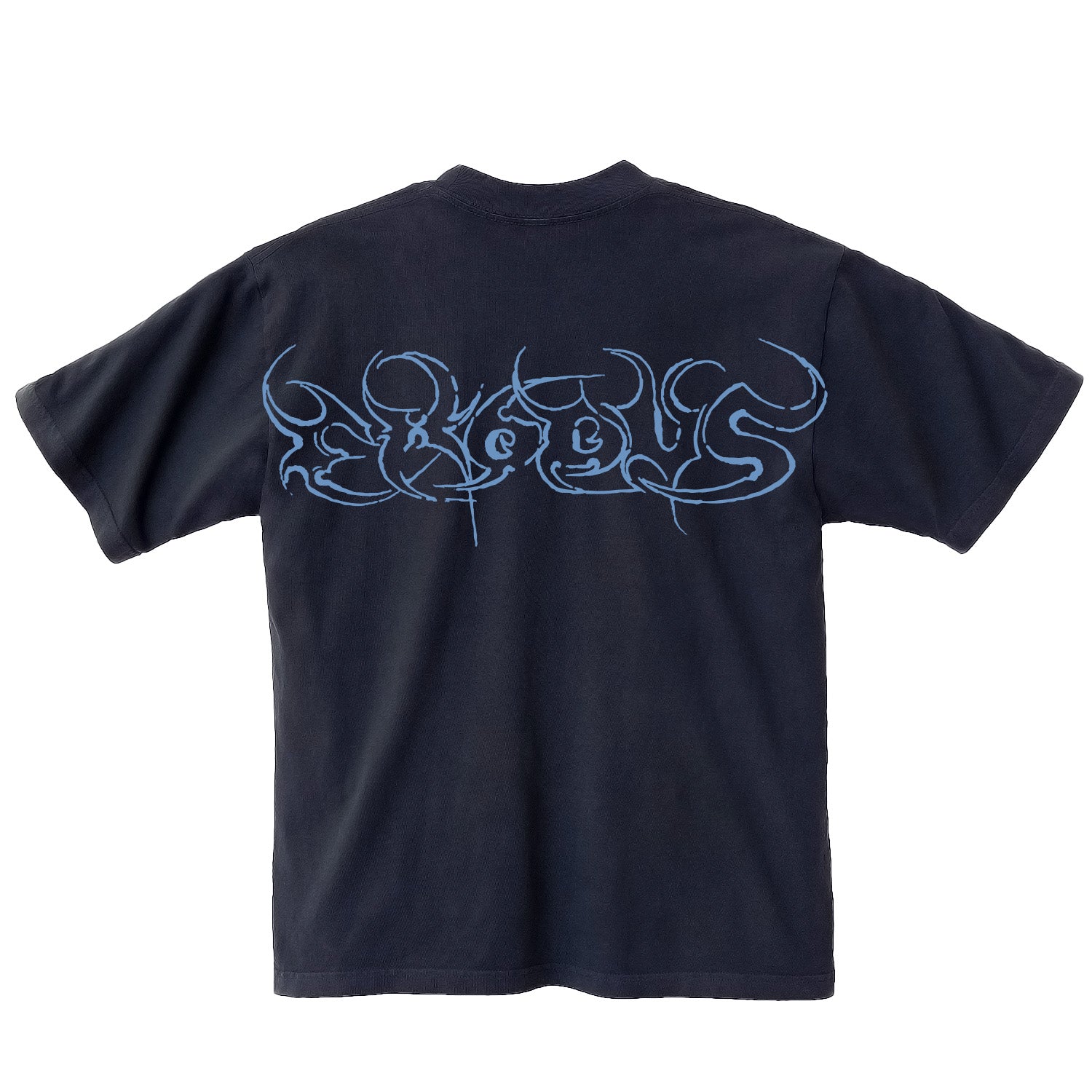 Navy Script Exodus Tee Oversized Back Print