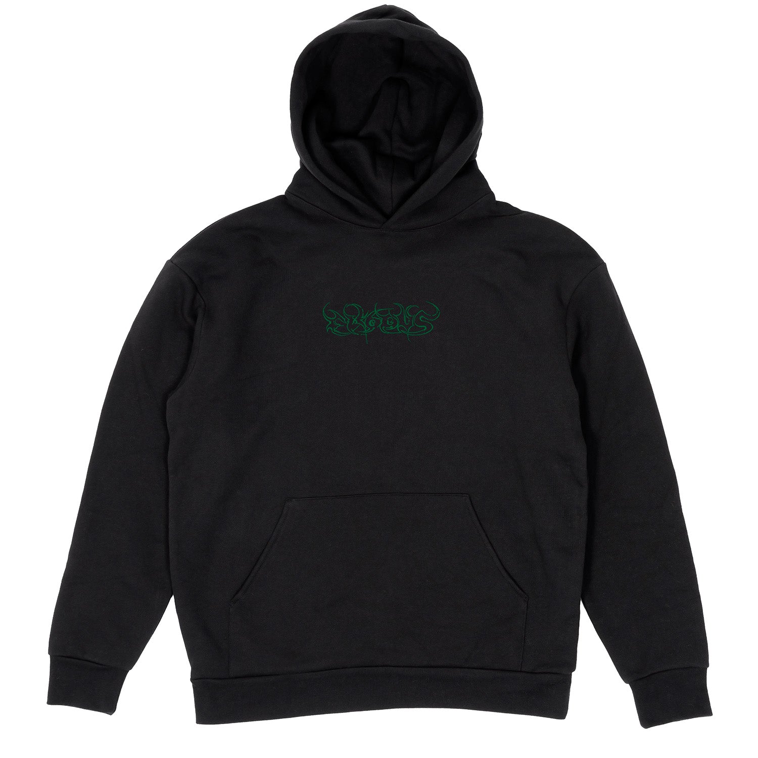 Black Script Exodus Hoodie With Green Print