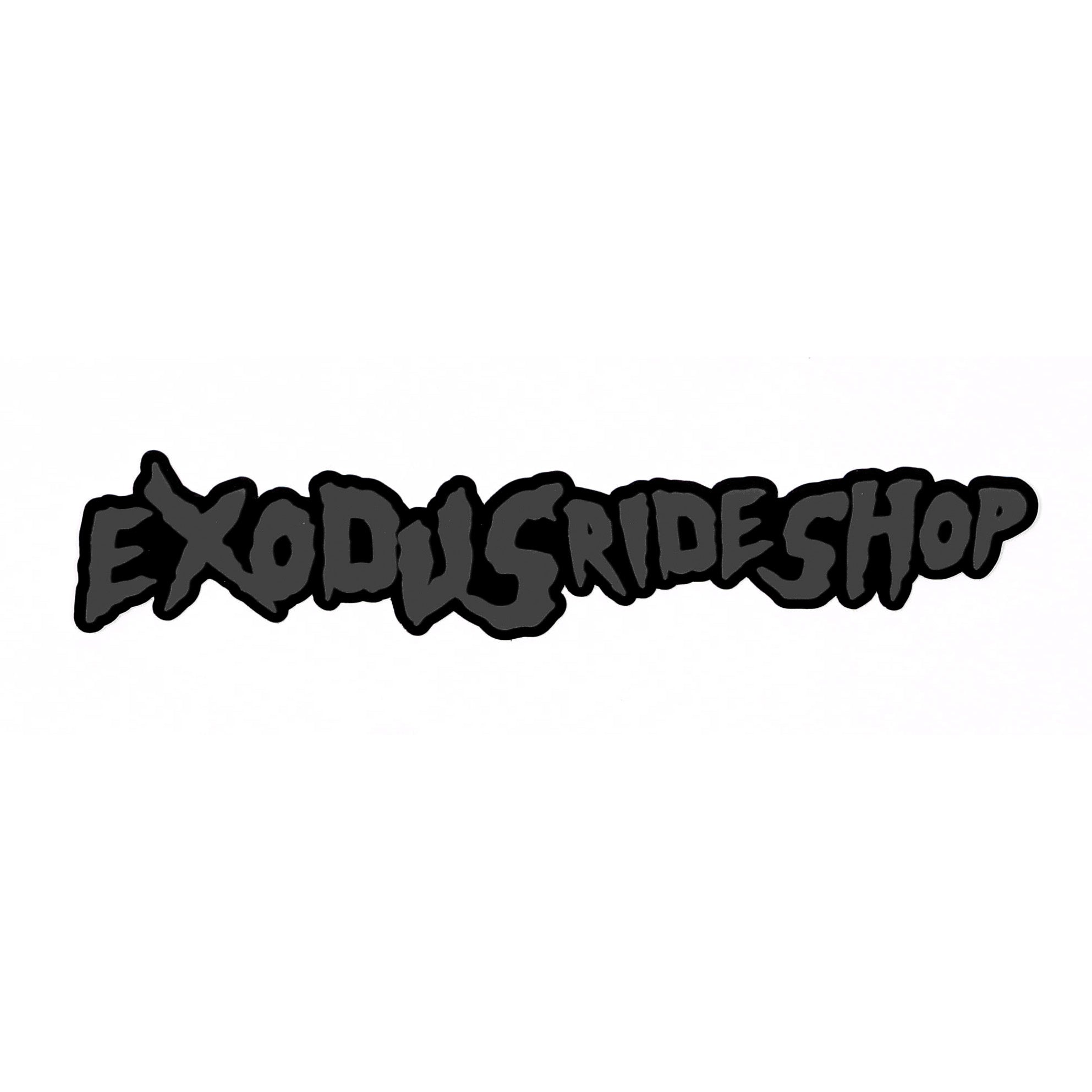 Black and grey Exodus Ride Shop FA Skimask skate and snowbaord sticker