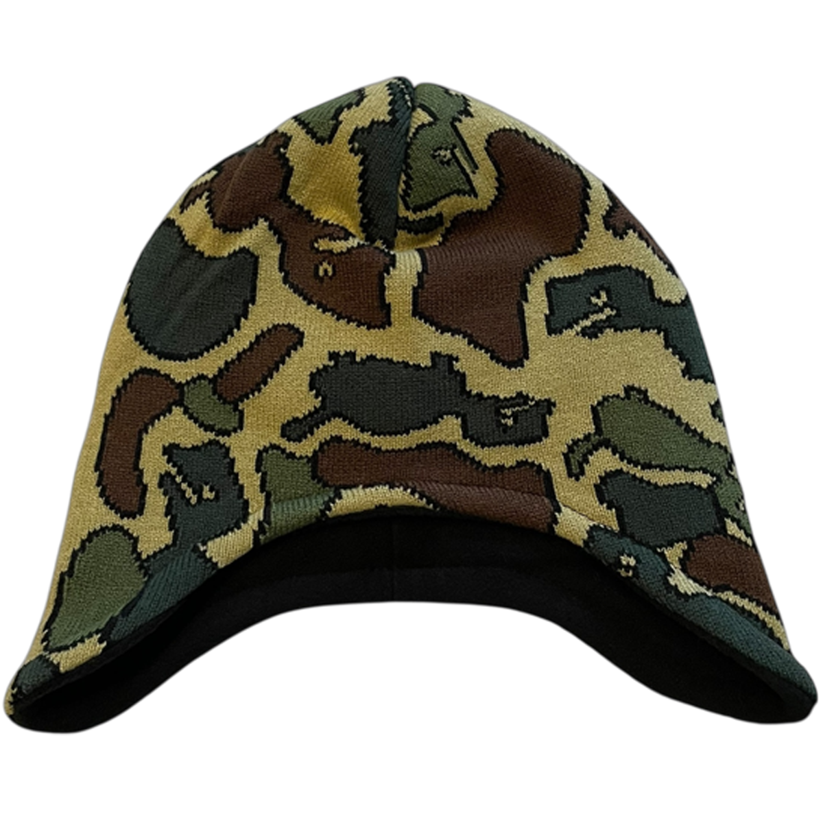 Yoroise camo Smooth ear flap beanie front view