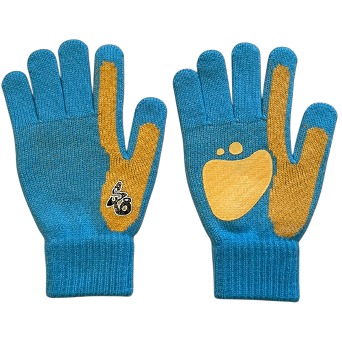Blue Knit Smooth gloves
