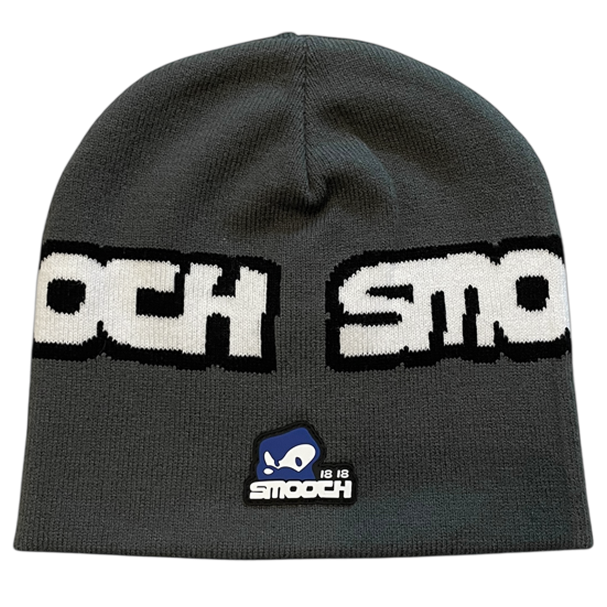 Grey Smooth skully beanie with logo