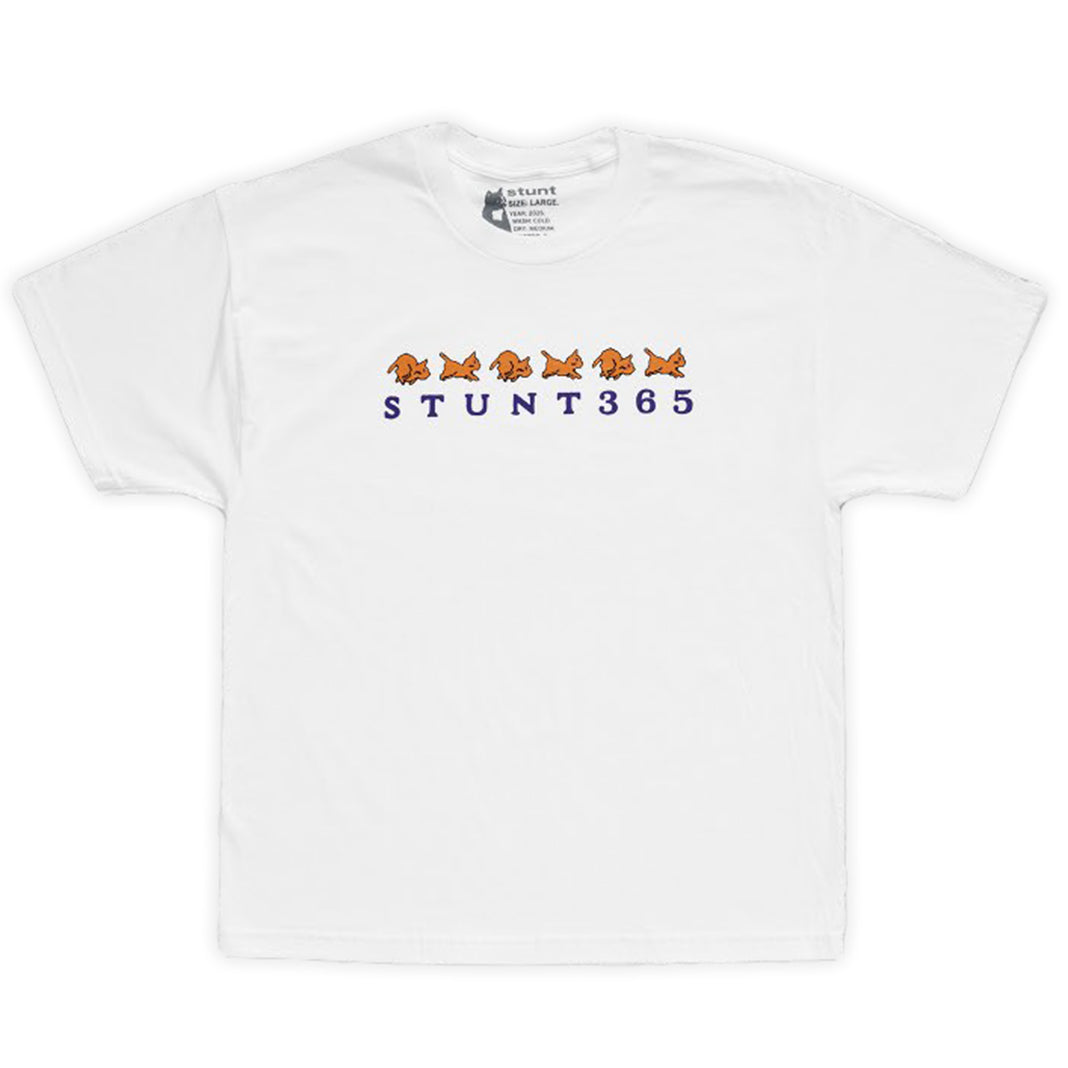 White Stunt 365 pixel kitten t-shirt