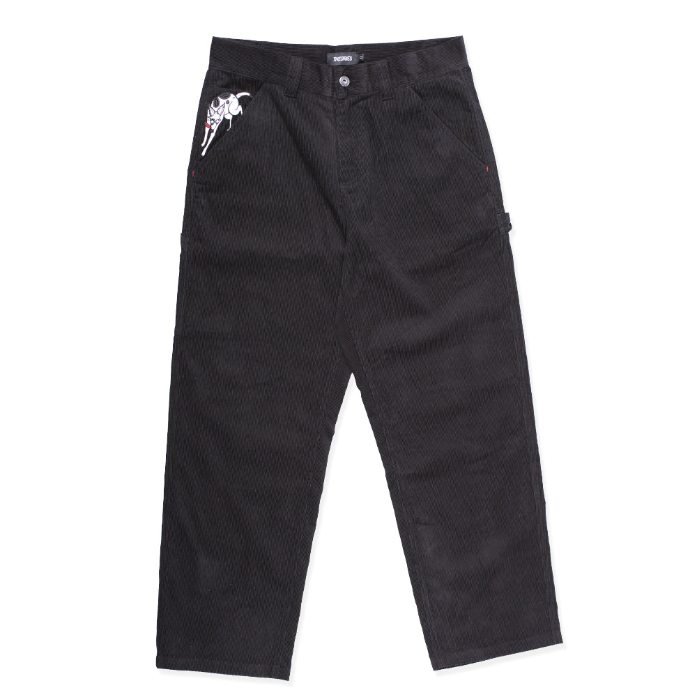 Black Piano Trap Theories Brand Corduroy Carpenter Pants