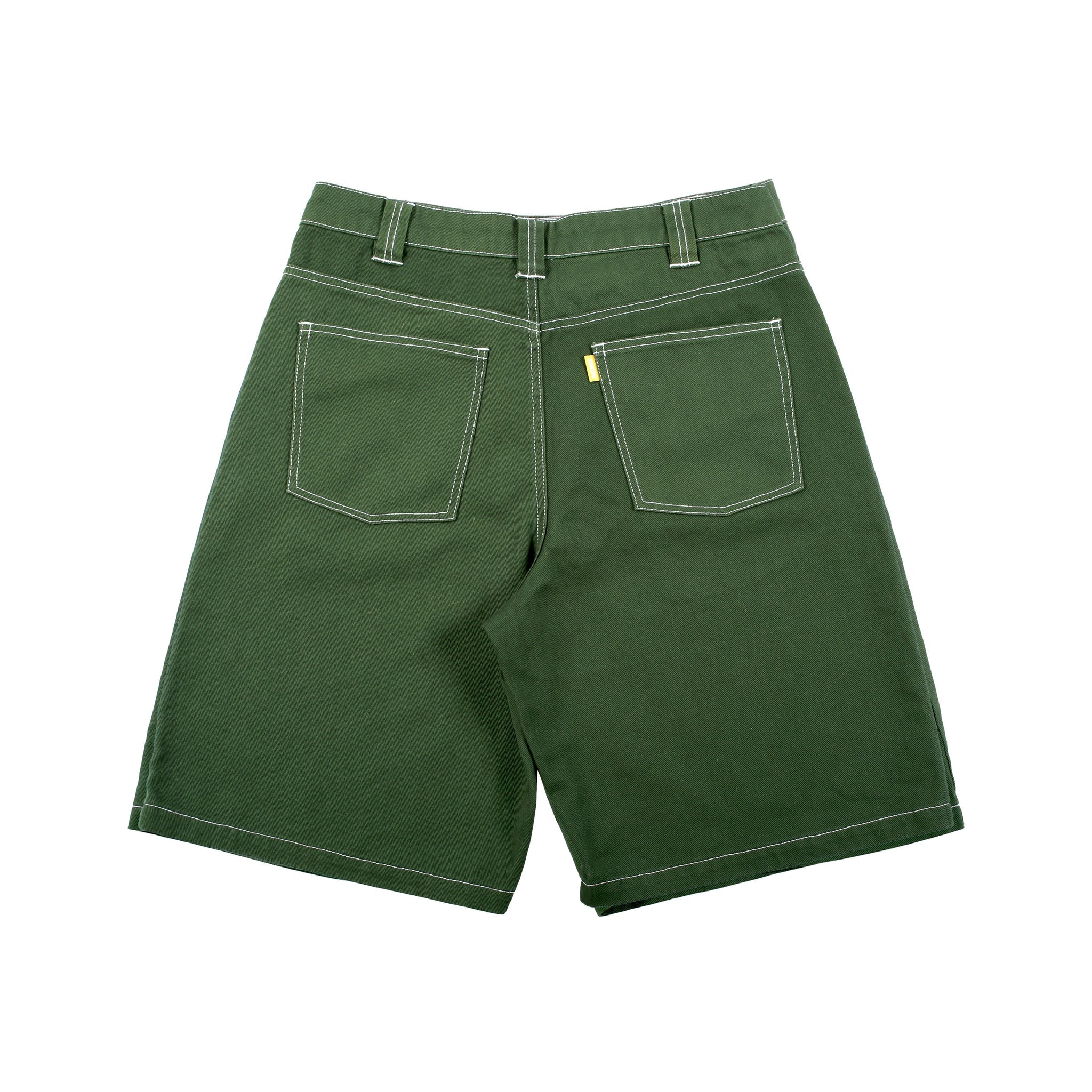 Hunter Green Denim Plaza Theories Shorts Back