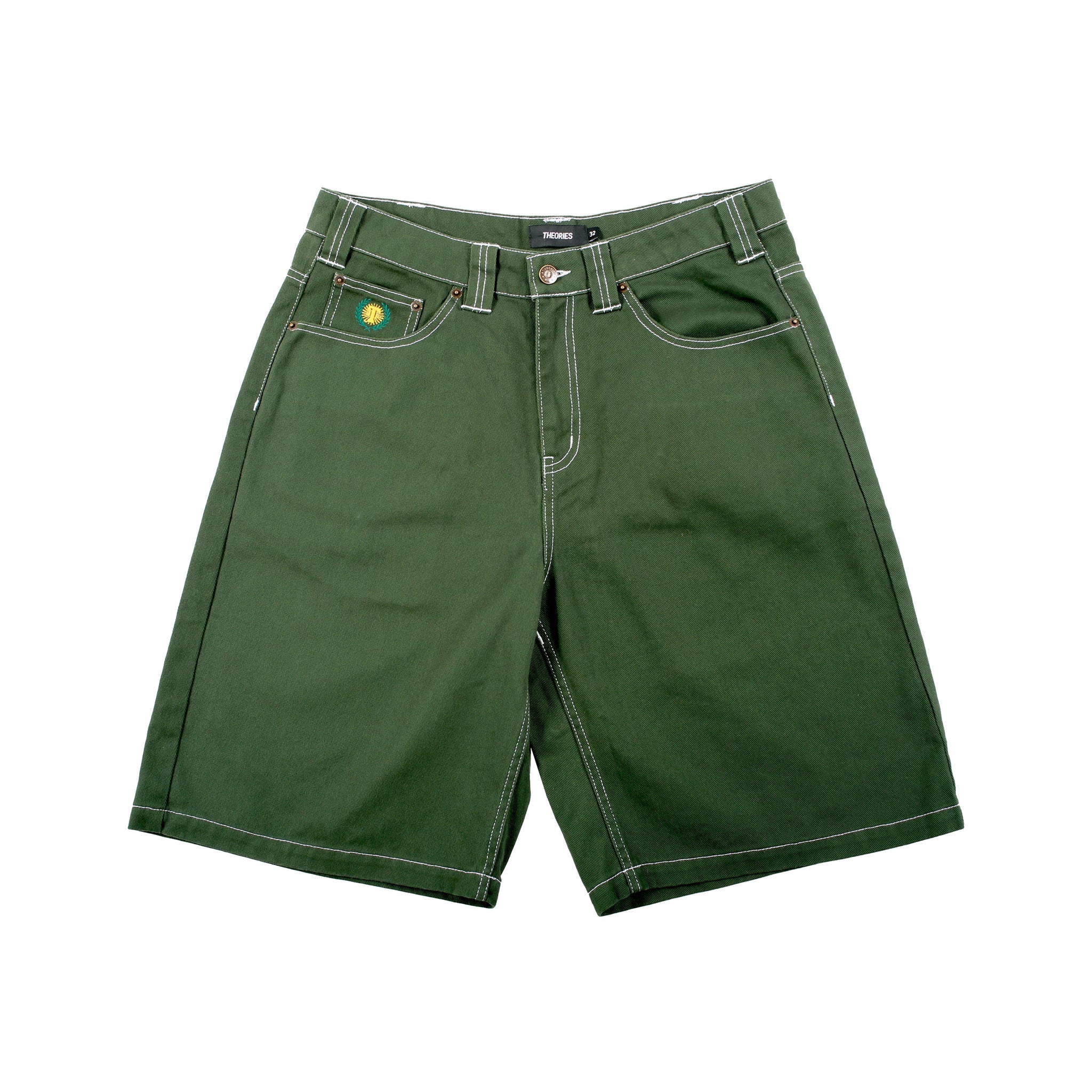 Hunter Green Denim Plaza Theories Shorts