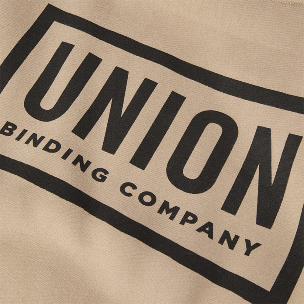 Tan Union Team snowboard hoodie with black back print