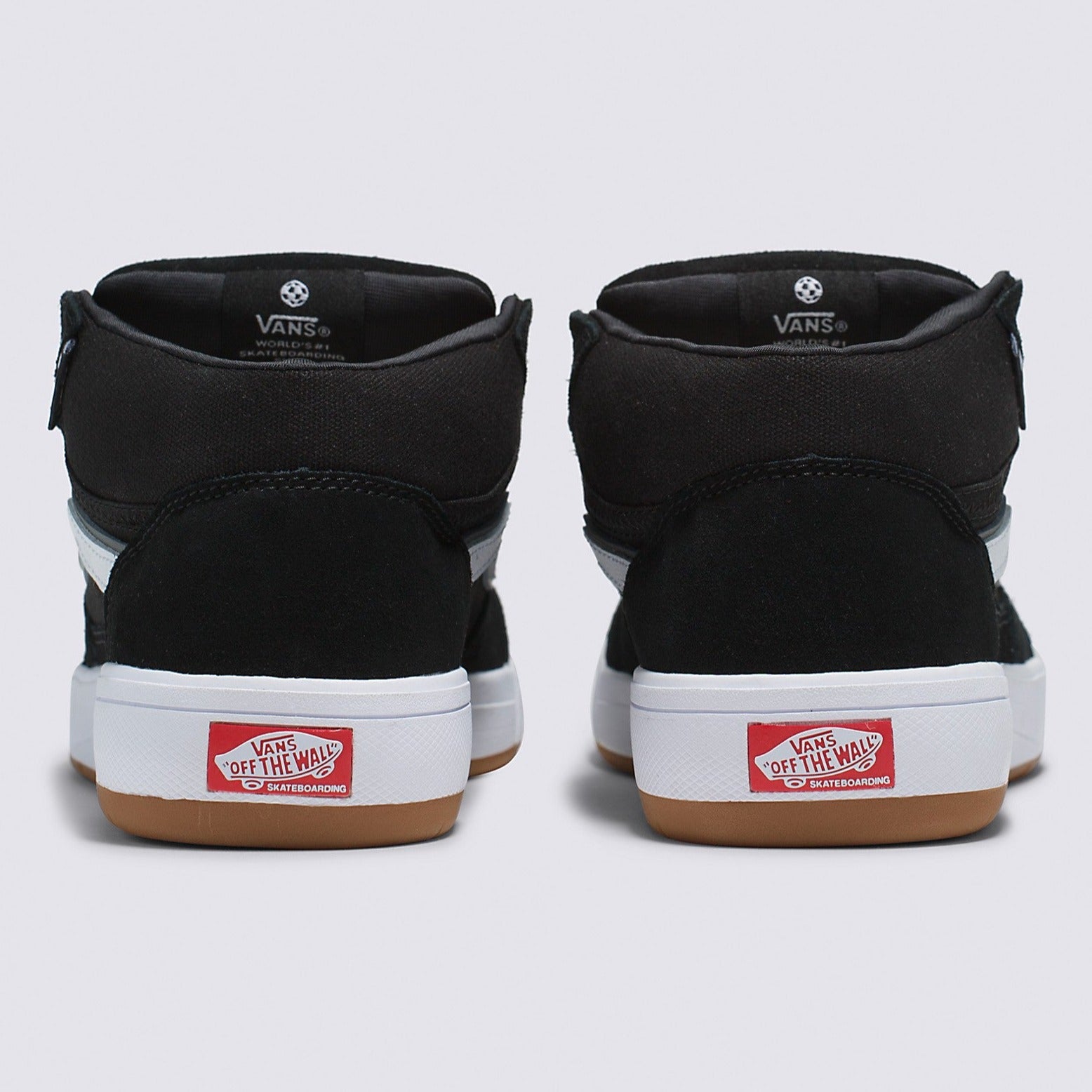 Black/White Zahba Mid Vans Skate Shoe Back