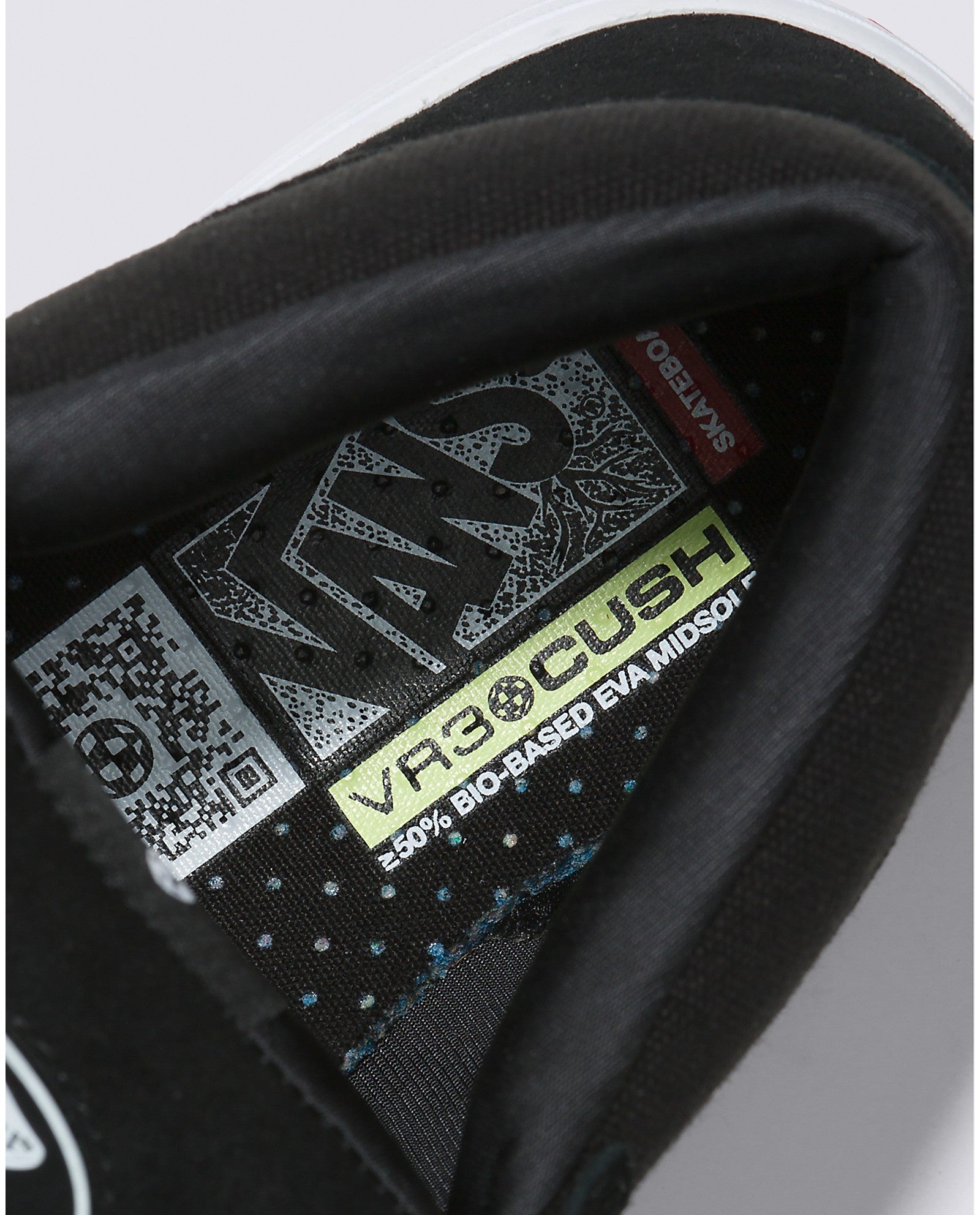 Black/White Zahba Mid Vans Skate Shoe Detail