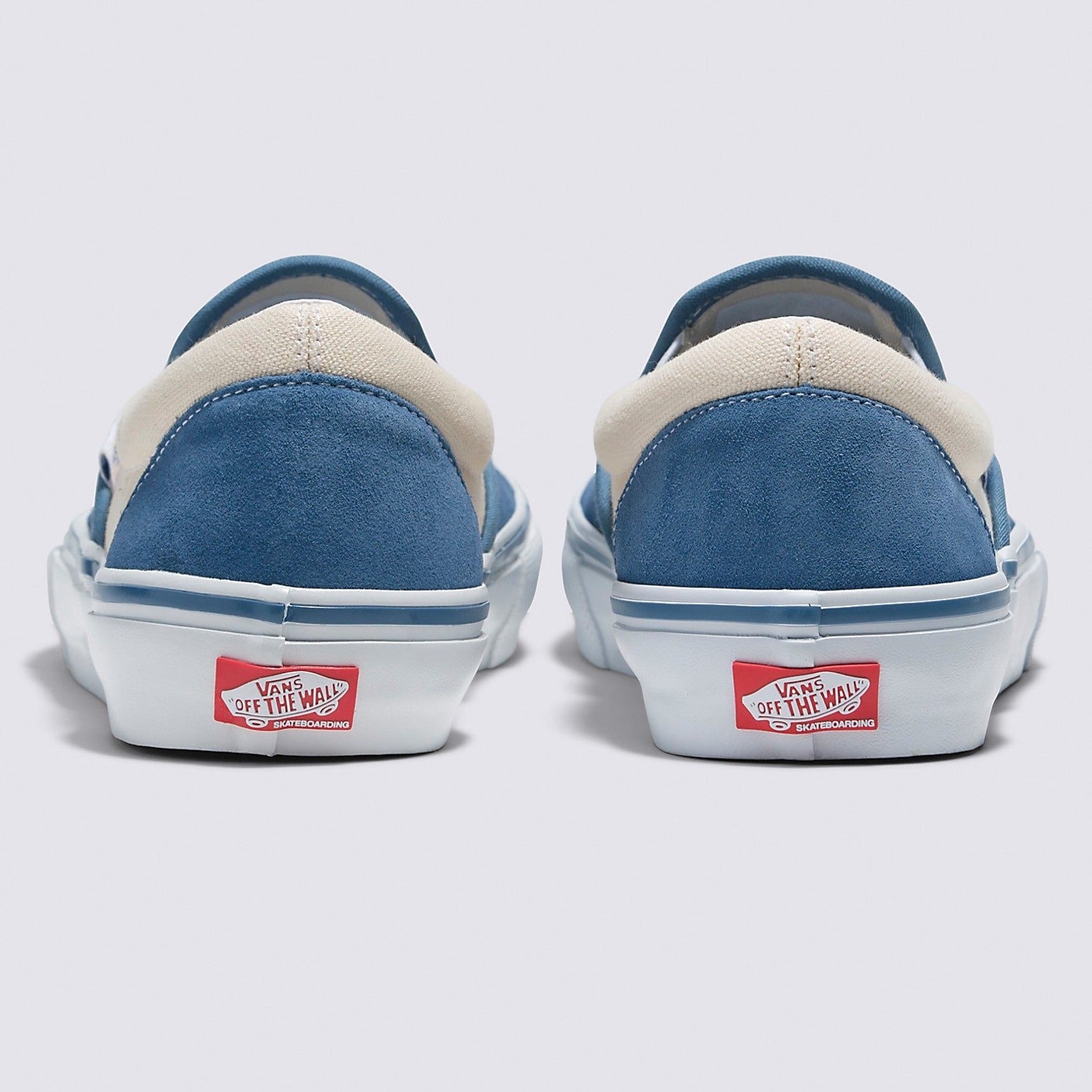 Cream/Light Navy Vans Skate Slip On Skateboard Shoe Back