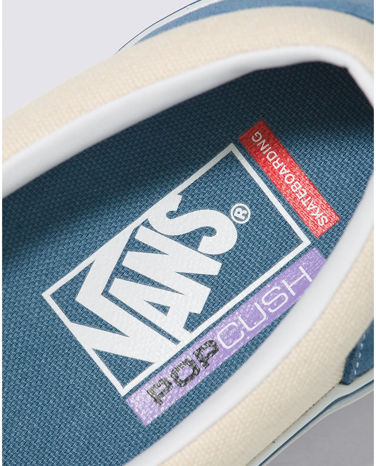 Cream/Light Navy Vans Skate Slip On Skateboard Shoe Detail