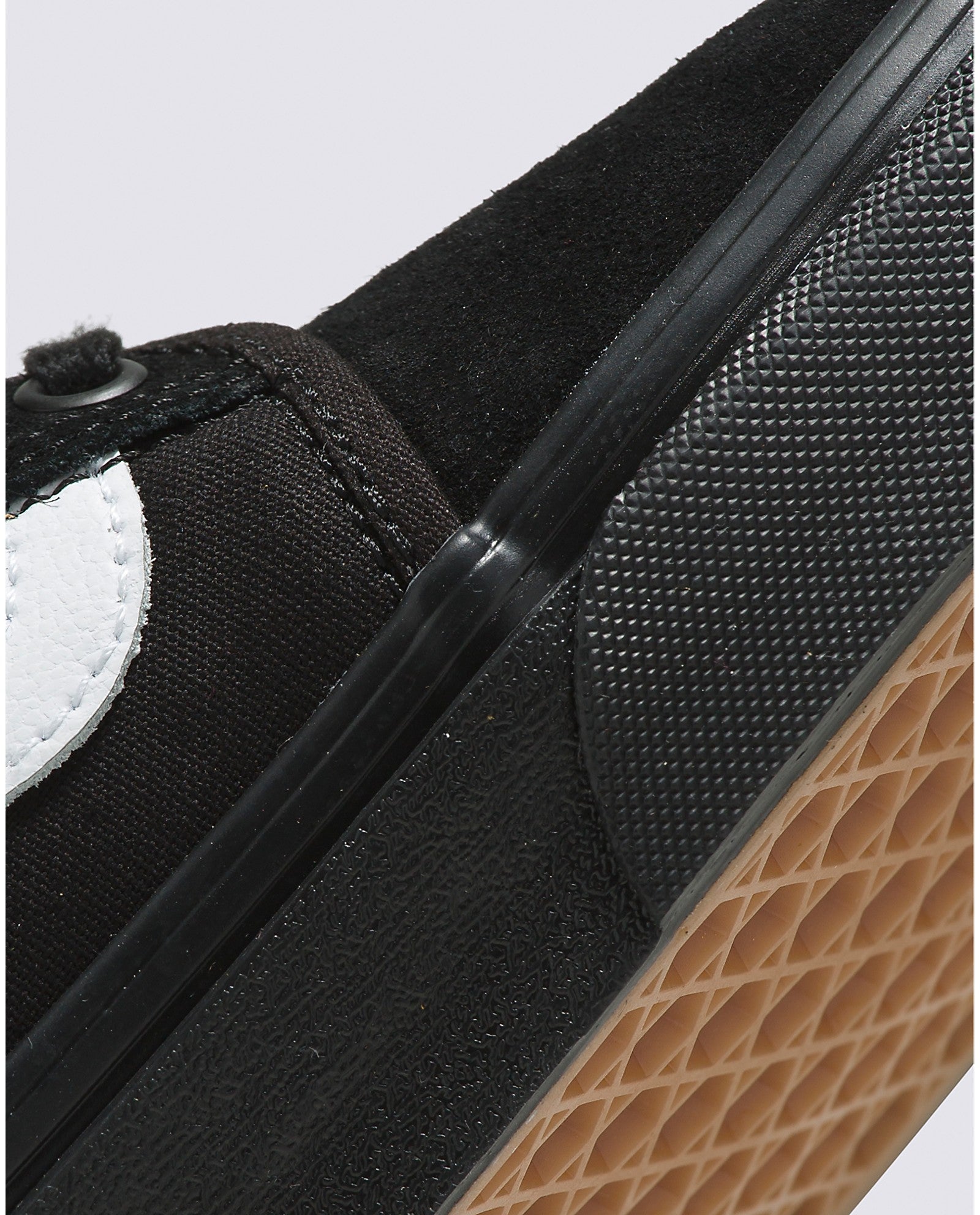 Black/Black/White Chukka Low Sidestripe Vans Skate Shoe Detail