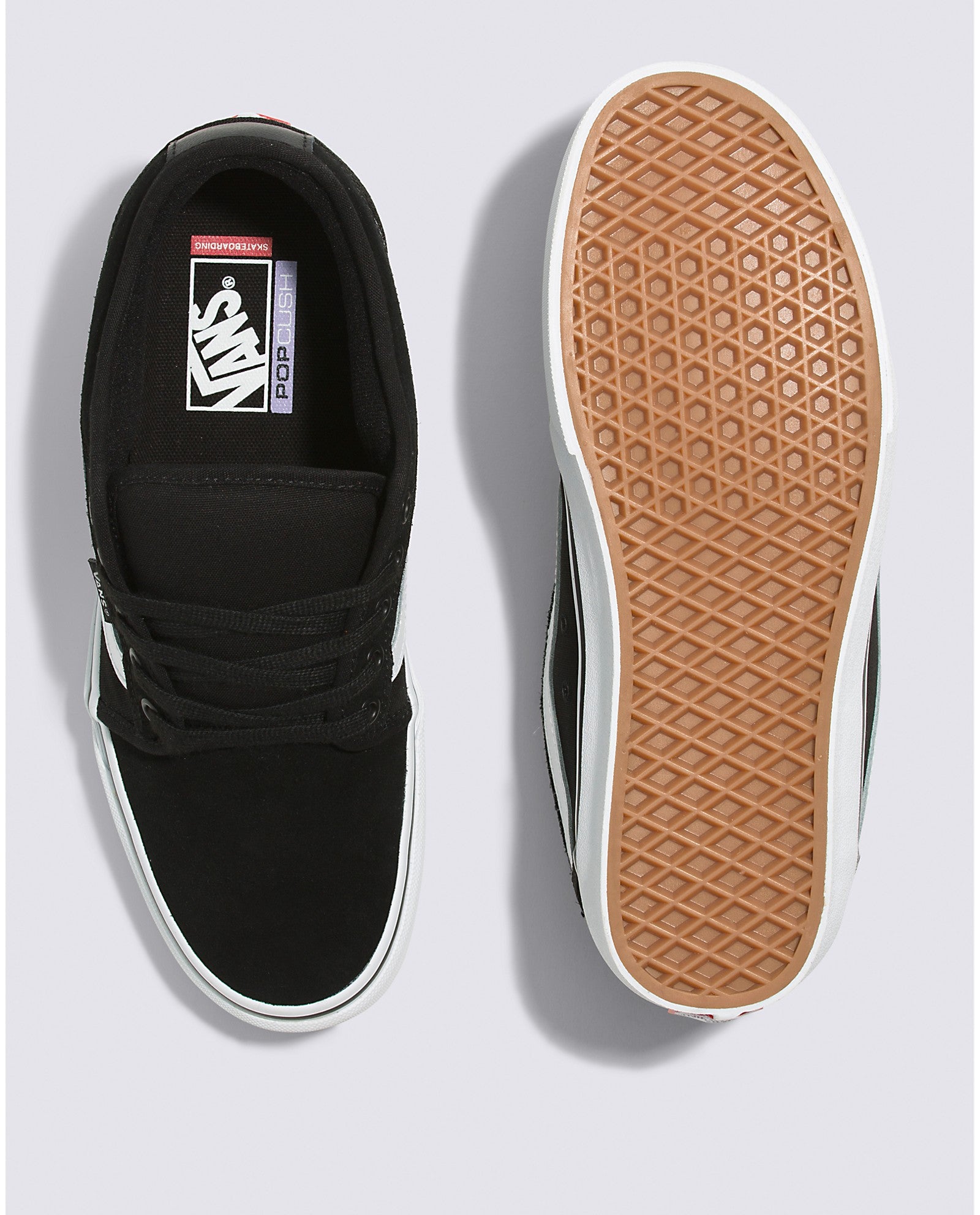 Black/White Chukka Low Sidestripe Vans Skateboard Shoe Top/Bottom
