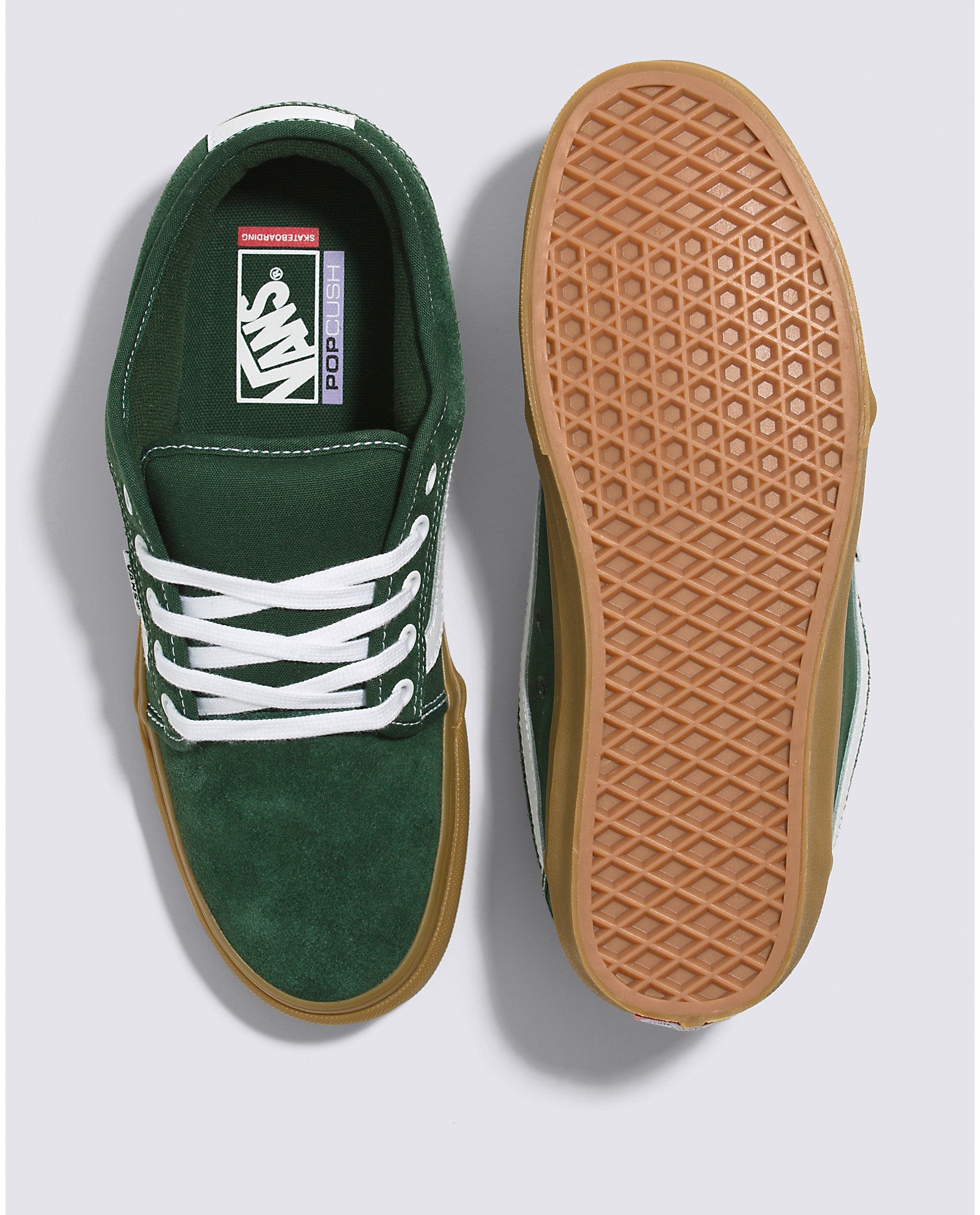 Dark Green/Gum Chukka Low Sidestripe Vans Skate Shoe Top/Bottom