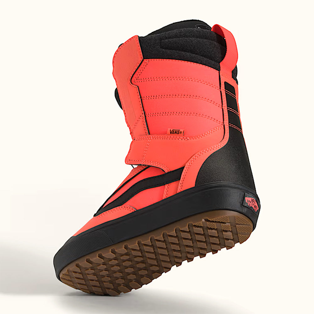 Orange Vans Juvie OG kids snowboard boot with boa back view