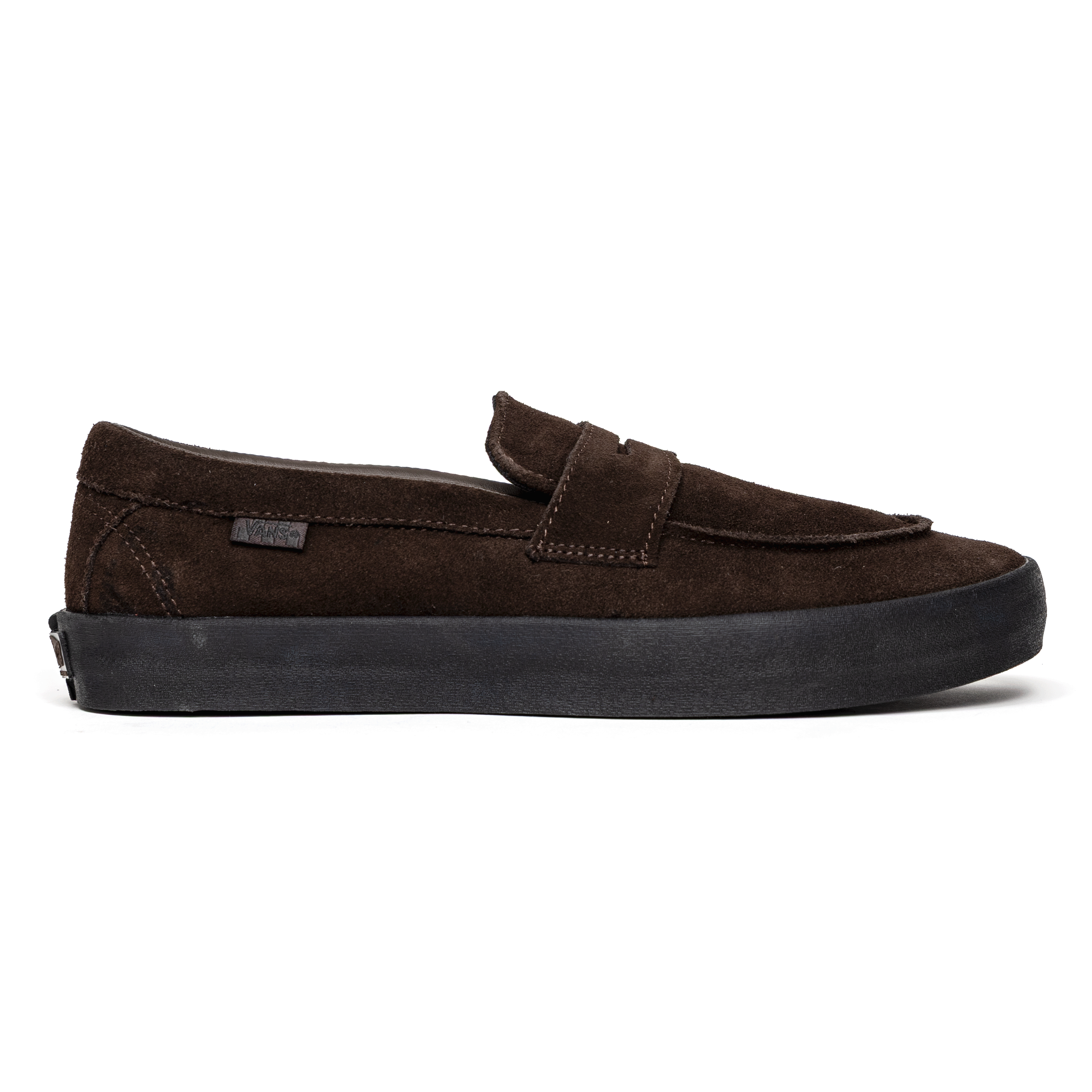 Brown and black suede Vans Skate Loafer shoe
