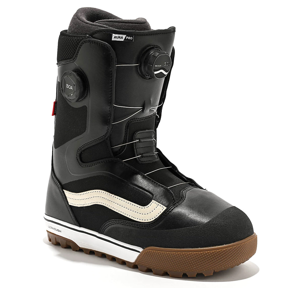 Black White Gum Vans Aura Pro Snowboard boot with double Boa