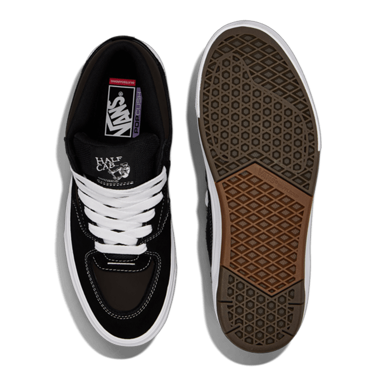 Black and white Vans Half Cab wafflecup top and sole
