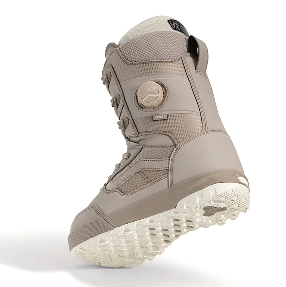 Mushroom Vans Invado OG snowboard boot with laces and side boa back view