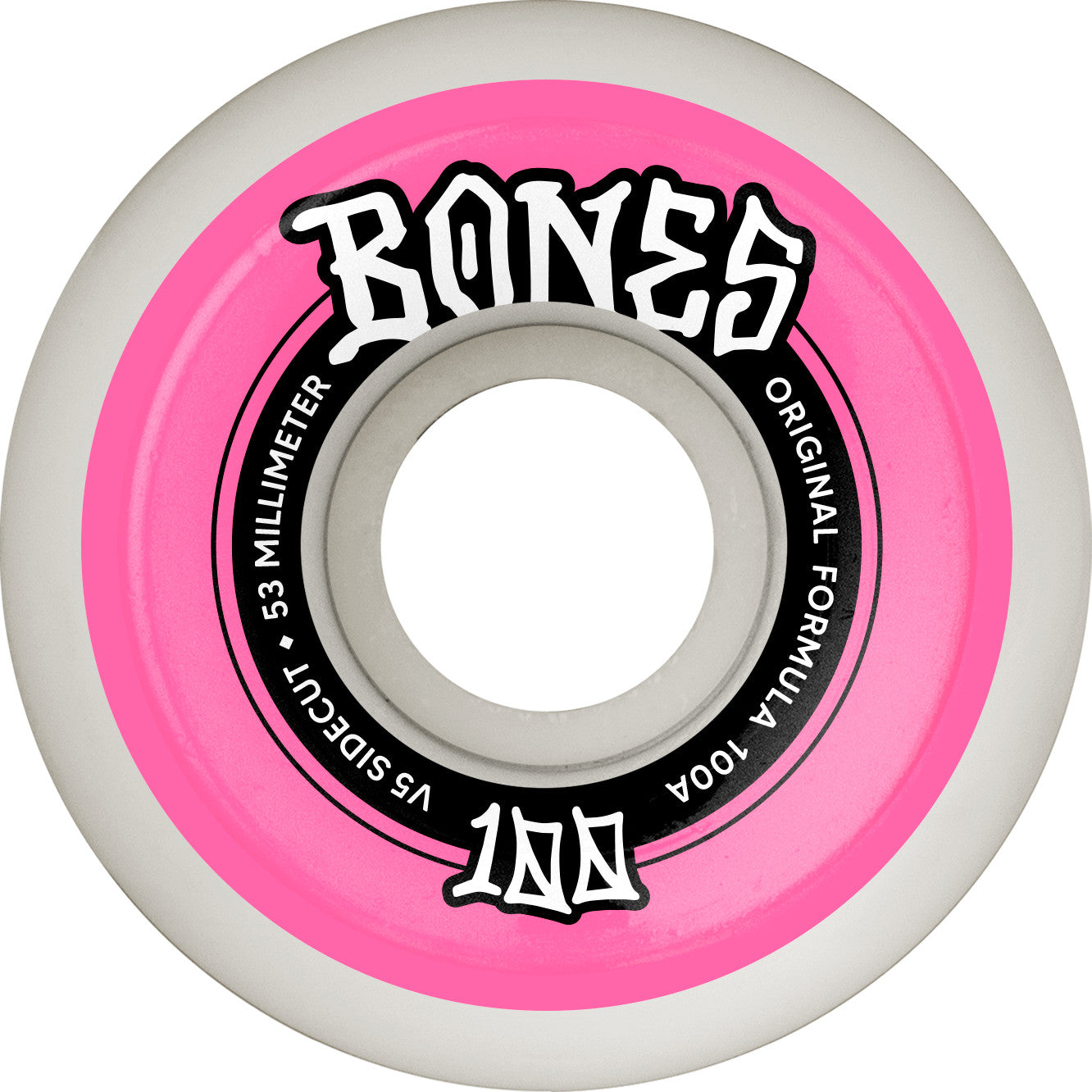 Bones 100a OG Formula V5 Side Cut Skateboard Wheels - White/Pink