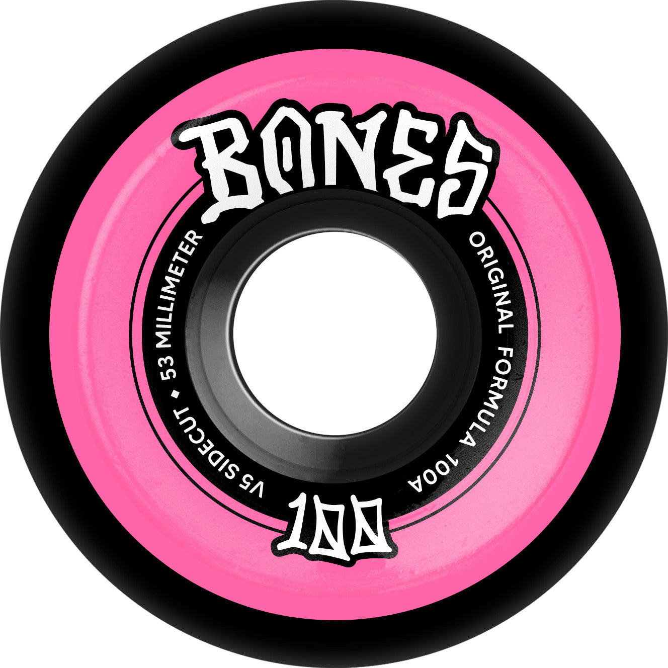 Bones 100a OG Formula V5 Side Cut Skateboard Wheels - Black/Pink