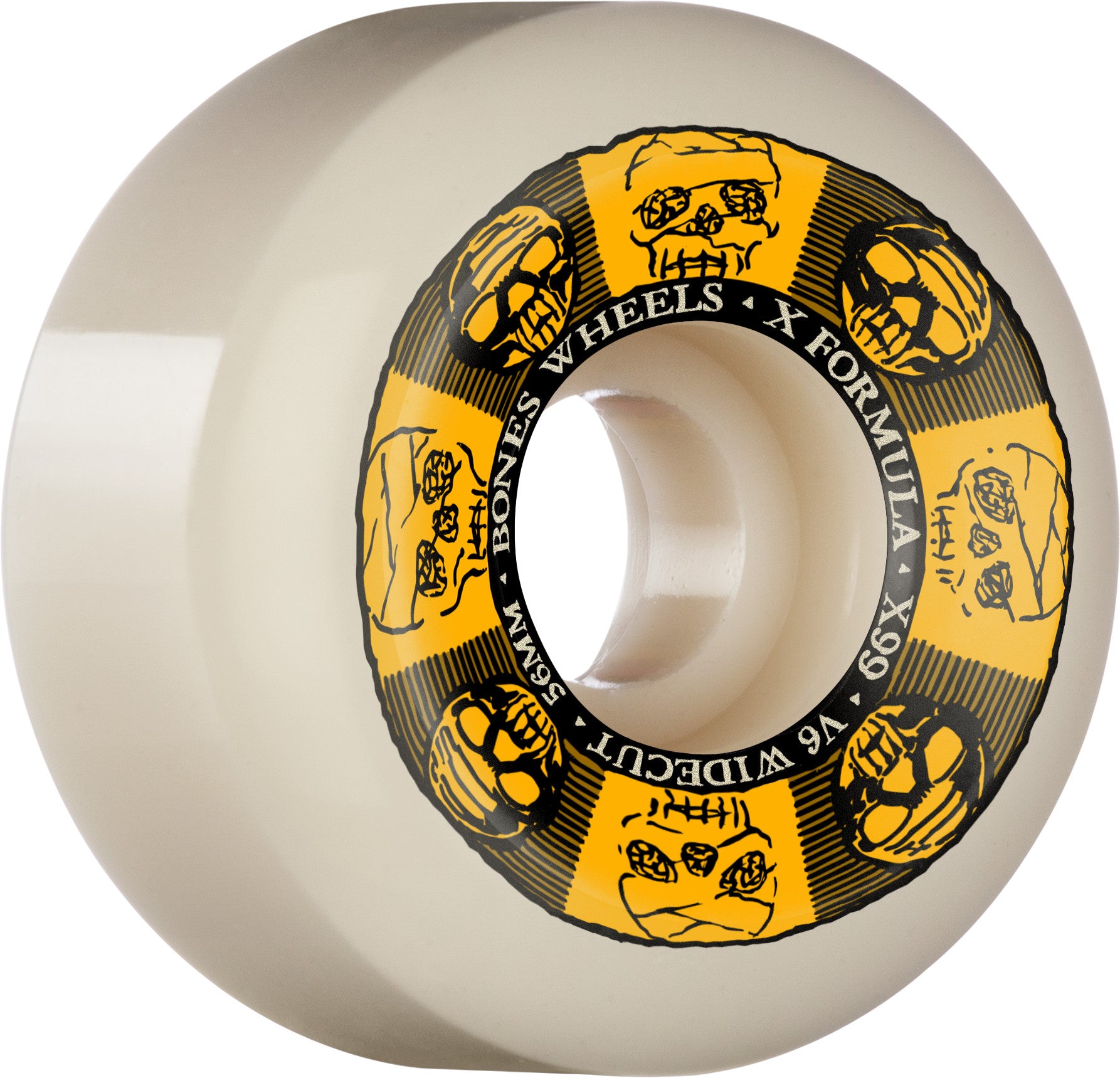 56mm Black/Gold V6 Wide Cut X-Ninety Nine Bones X-Formula Wheels