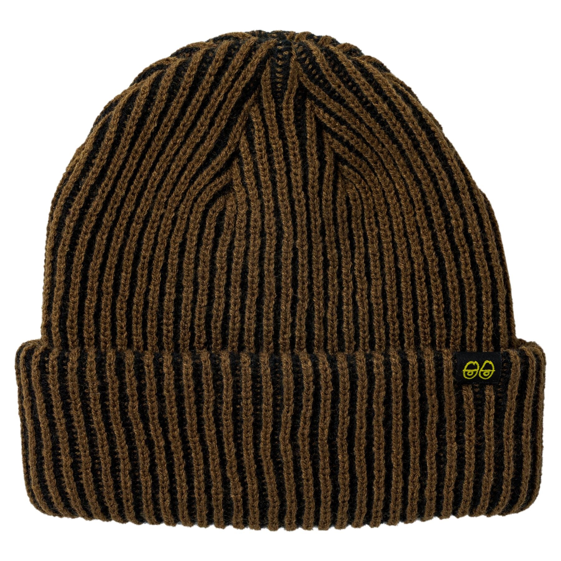 Brown Cuff Krooked Eyes Beanie