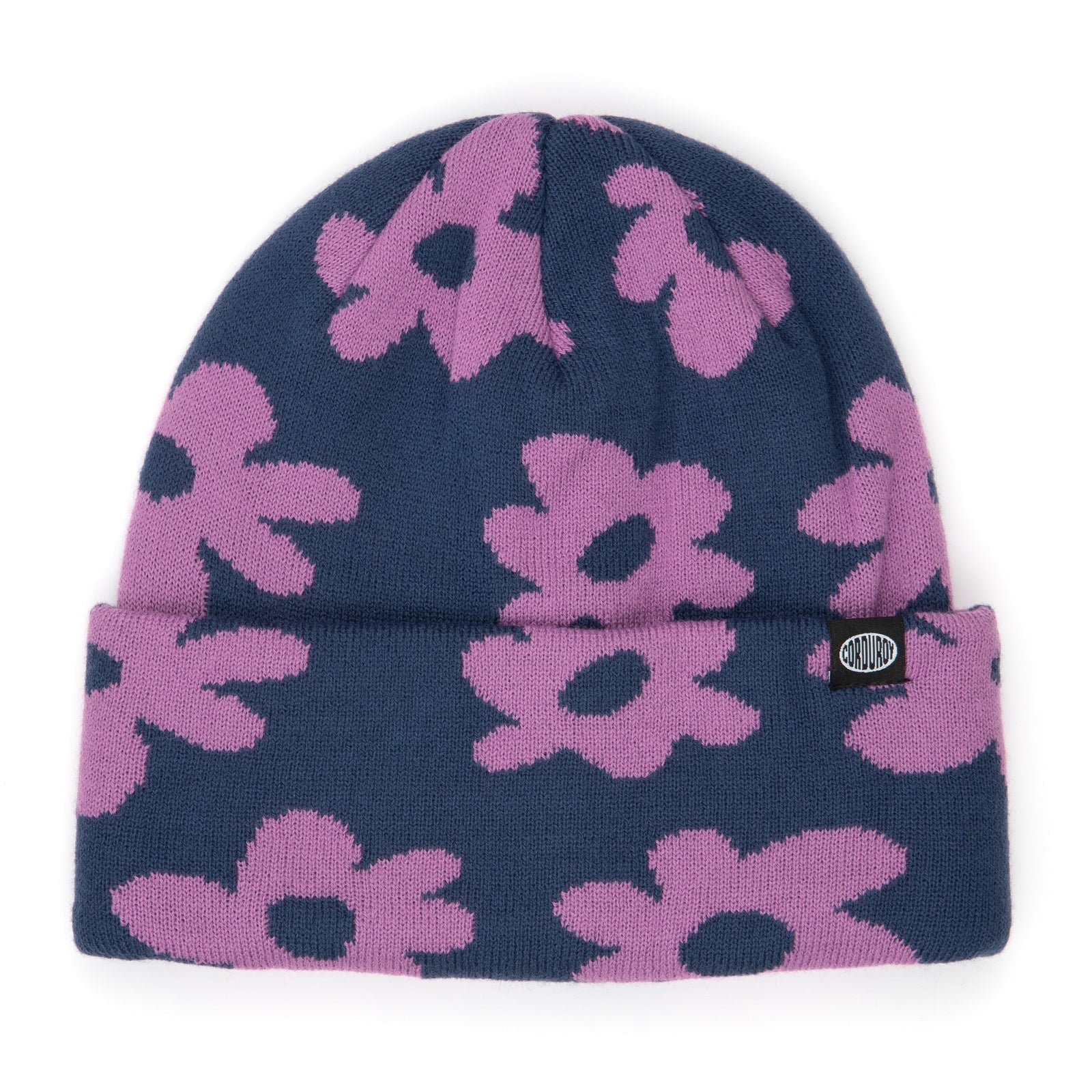 Purple Wildflower Corduroy Beanie