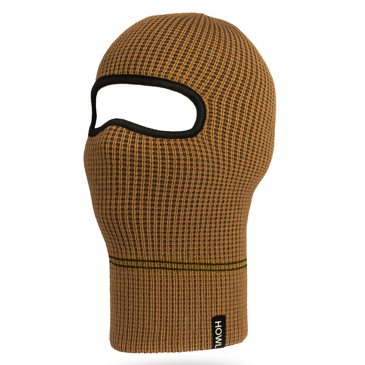 Brown yellow Howl knit one hole snowboard ski mask
