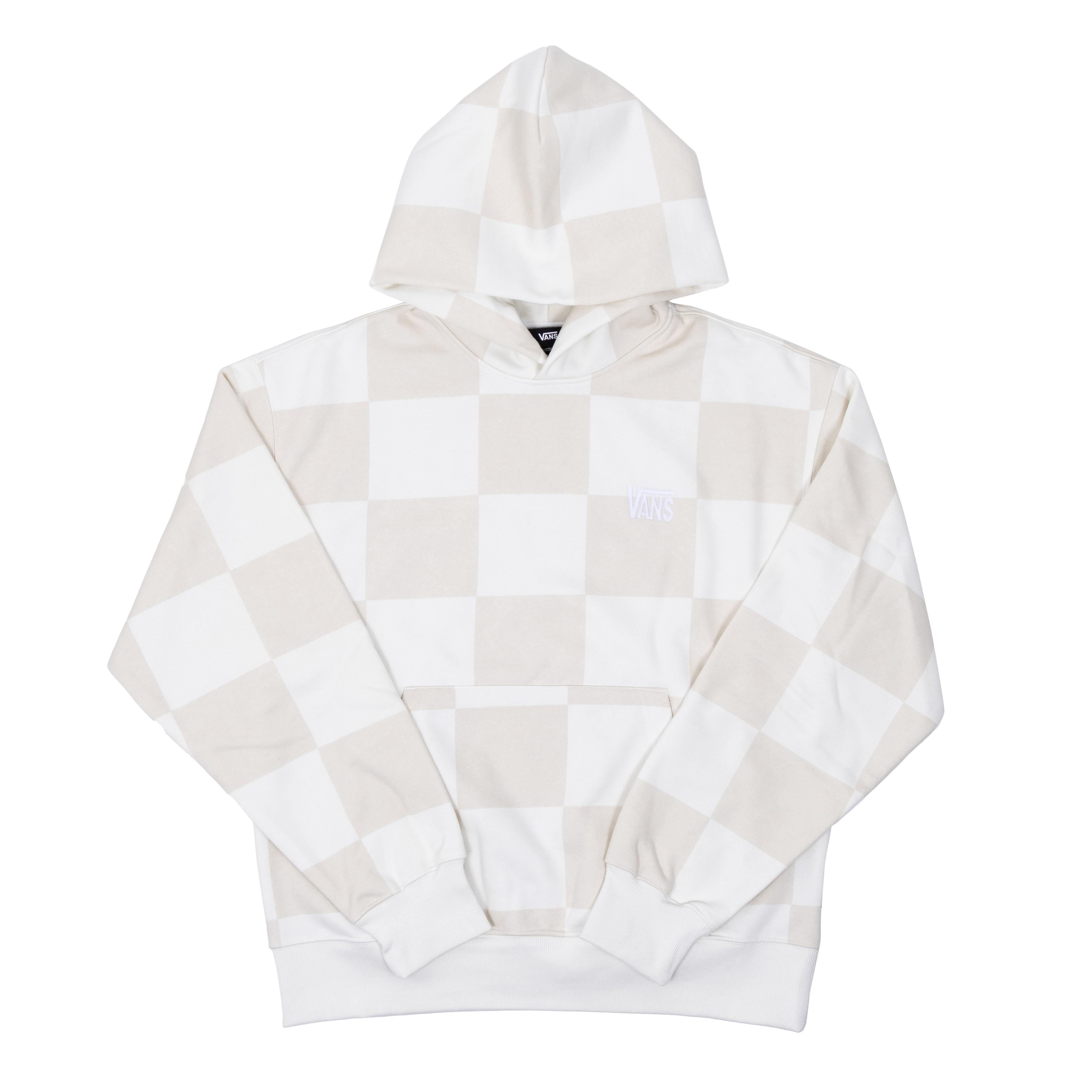 Vans Tonal Check Stretch Logo Pullover Hoodie - Marshmallow