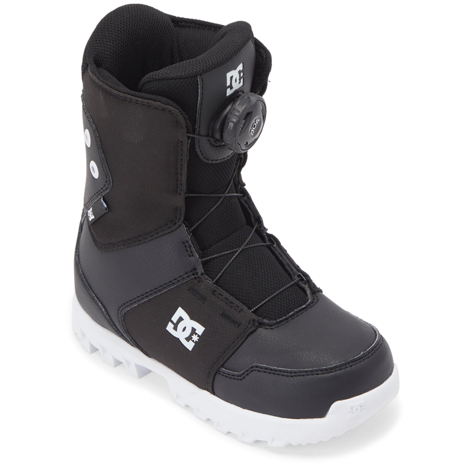 2024 Black/White Youth Scout DC BOA Snowboard Boots Front