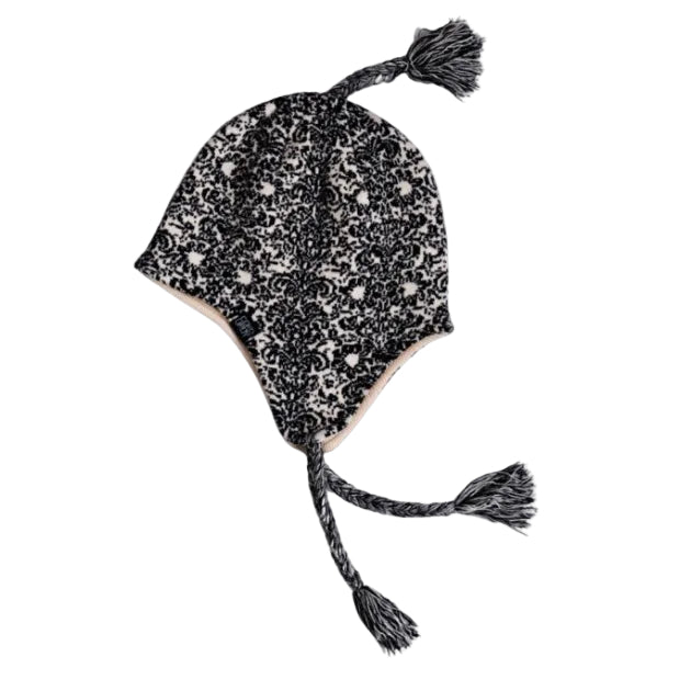 Corduroy Doily Ear Flap Beanie - Natural