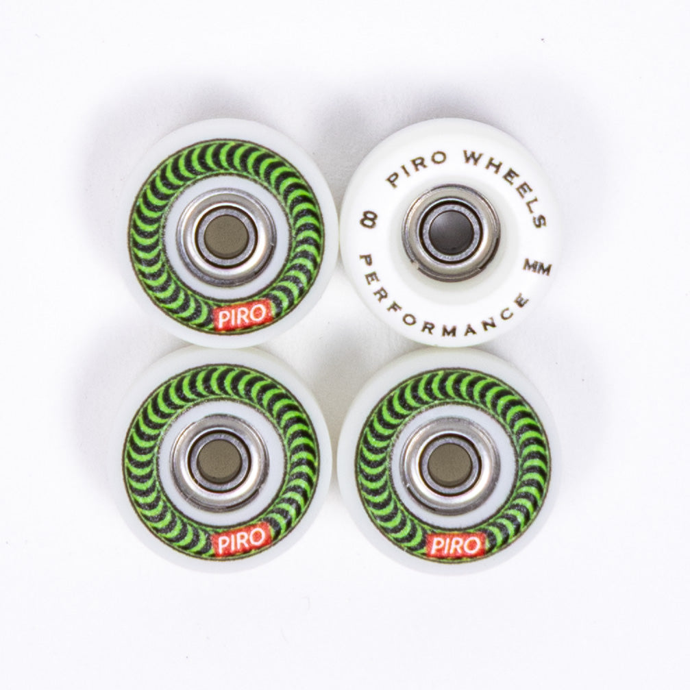 Piro Green Spiral Performance Fingerboard Wheels - White