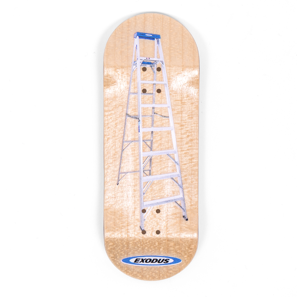 Exodus natural wood fingerboard deck with a ladder on it