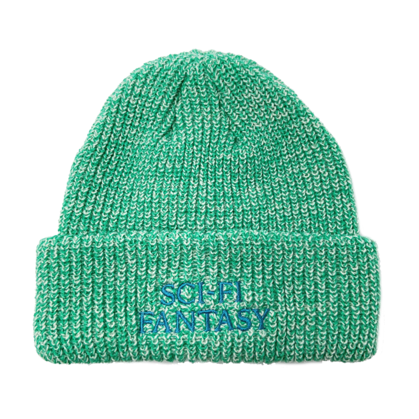 Green/Cream Mixed Yarn Sci-Fi Fantasy Beanie