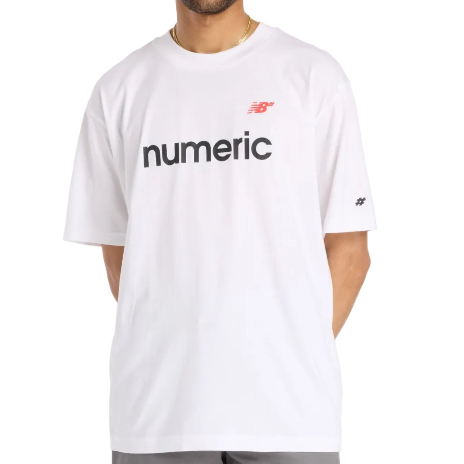 White Linear Logo NB Numeric Tshirt