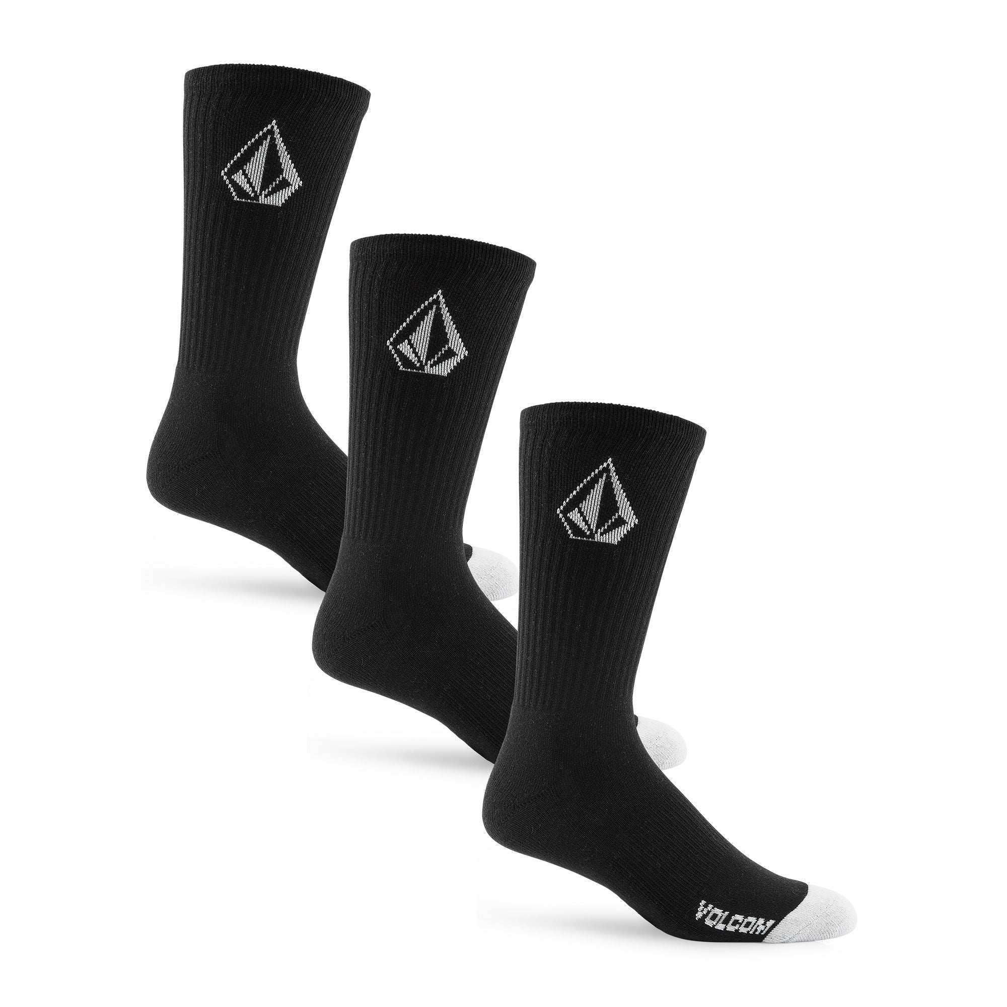 Black 3-Pack Full Stone Volcom Socks