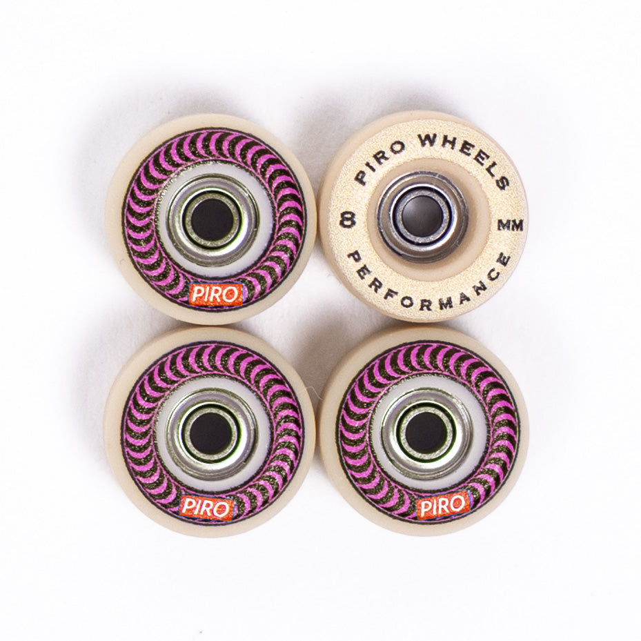 Piro Pink Spiral Performance Fingerboard Wheels - Tan