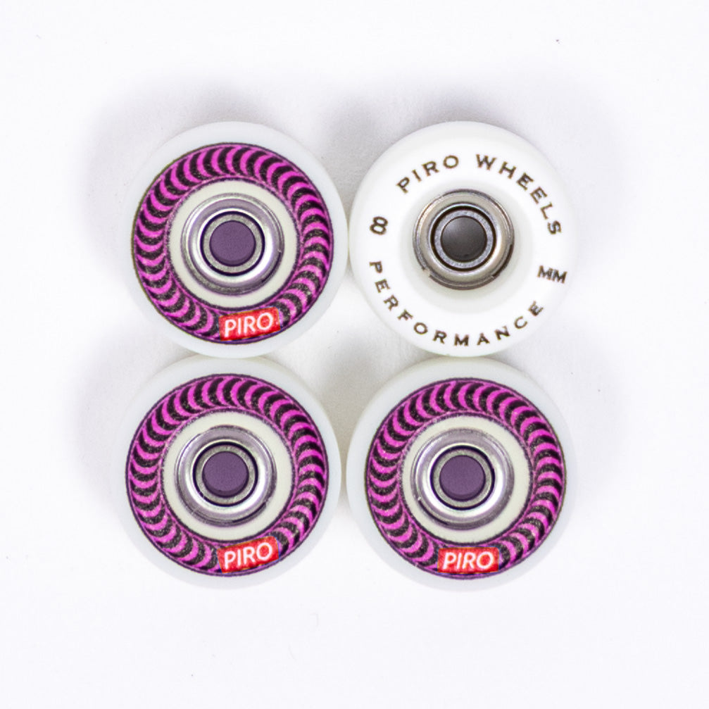 Piro Pink Spiral Performance Fingerboard Wheels - White