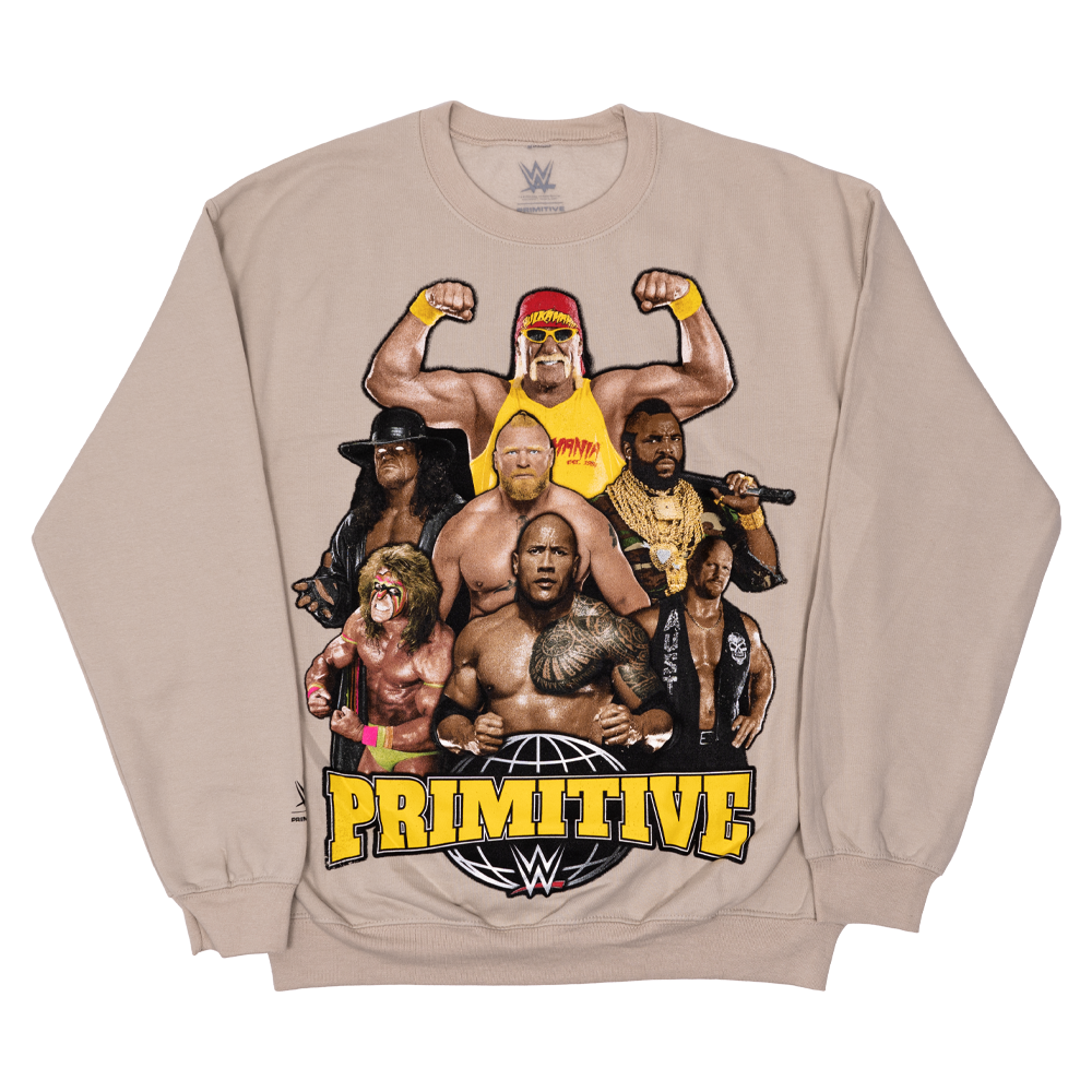 Primitive x WWE Mania Crewneck Sand