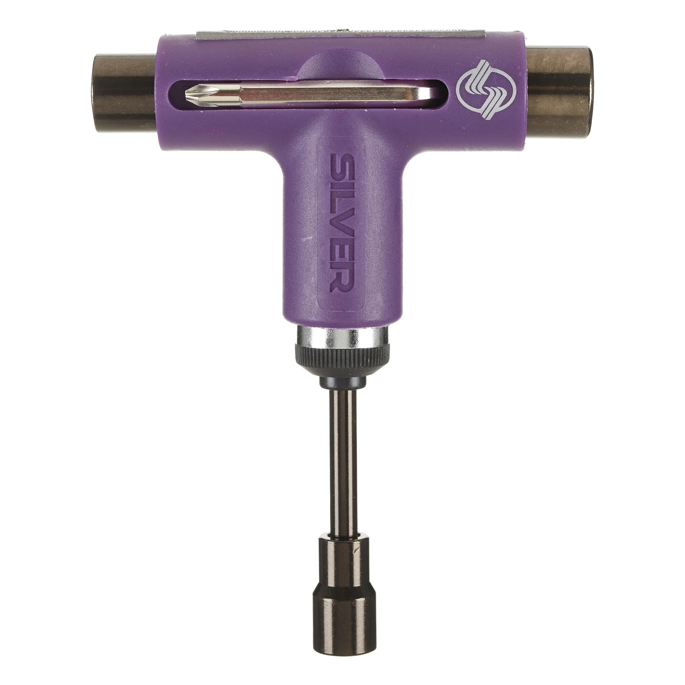 Purple/Gray Silver Ratcheting Skateboard Tool