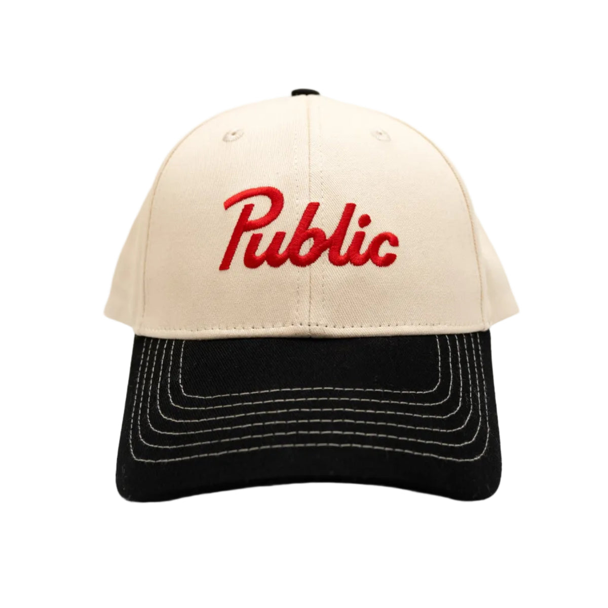 Public Script Snapback Hat - Cream/Black