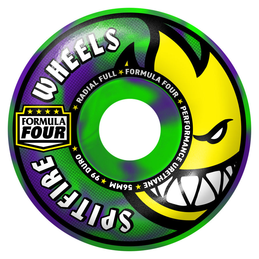 Green/Purple Swirl Radial Full Spitfire Wheels