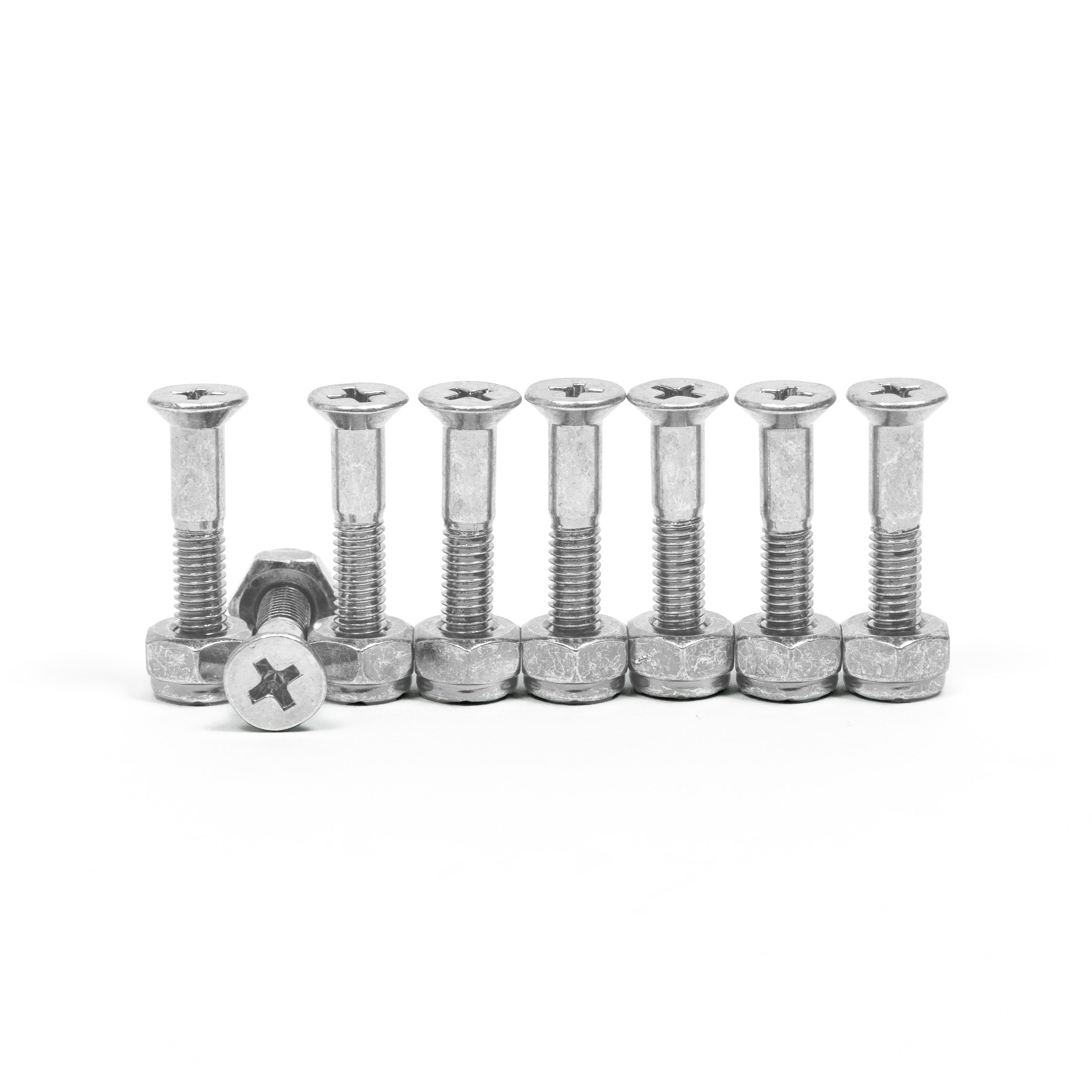 Silver phillips skateboard hardware 8 pack