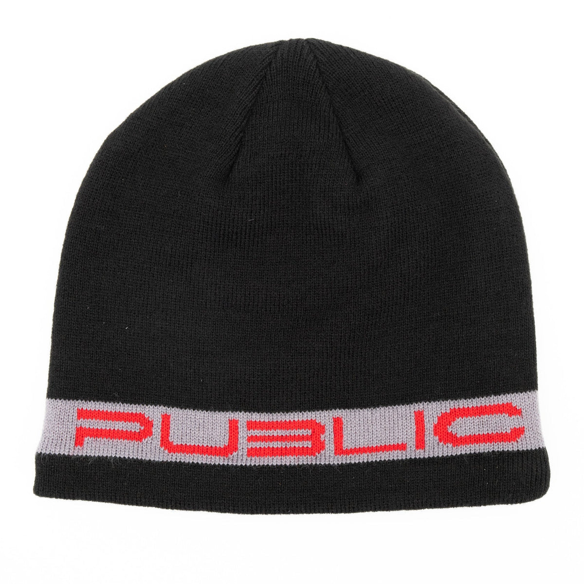Public Stretch Logo Skully Beanie - Black/Red
