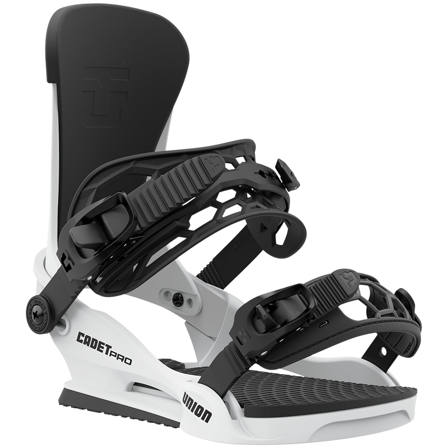 White 2024 Cadet Pro Union Snowboard Bindings Front