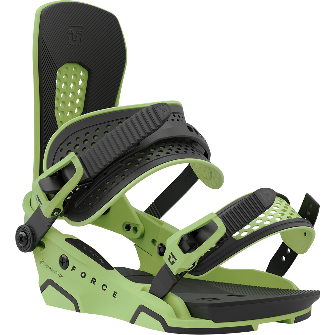 Green 2024 Force Union Snowboard Bindings Front