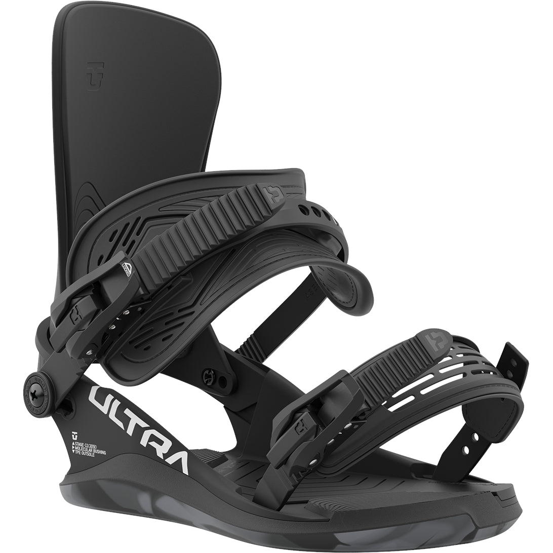 Black 2024 Ultra Union Snowboard Bindings Front