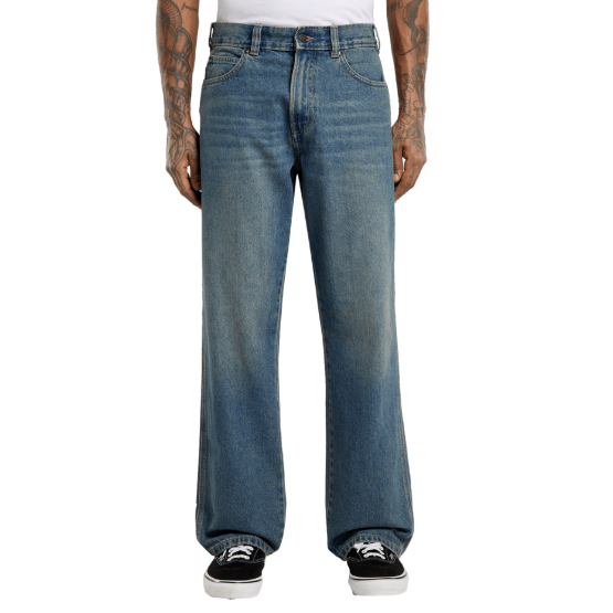 Dickies Relaxed Straight Fit Work Jeans - Khaki Tinted Blue